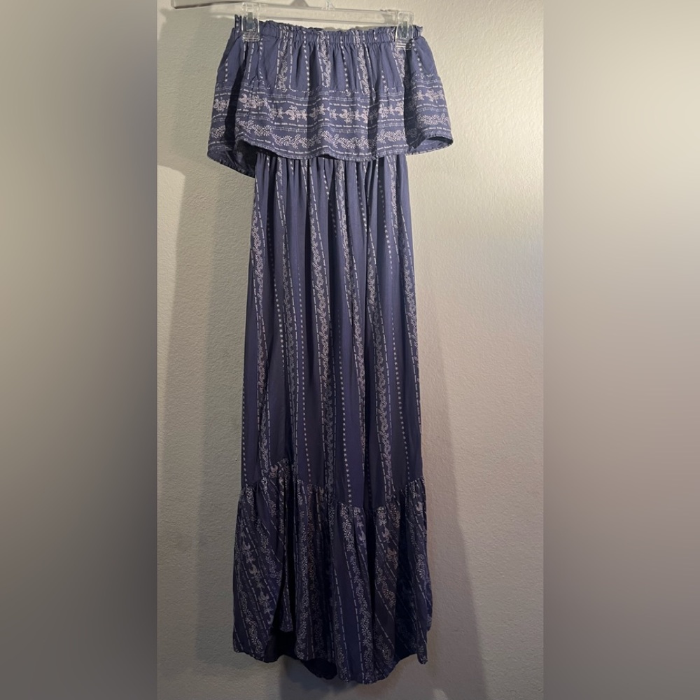 JAPNA BLUE WHITE FLORAL BOHO FLARE LEG ROMPER SLEEVELESS JUMPER SIZE XS PREOWNED